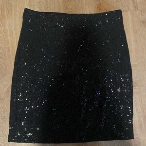 Cache Black Sequin Pencil Skirt